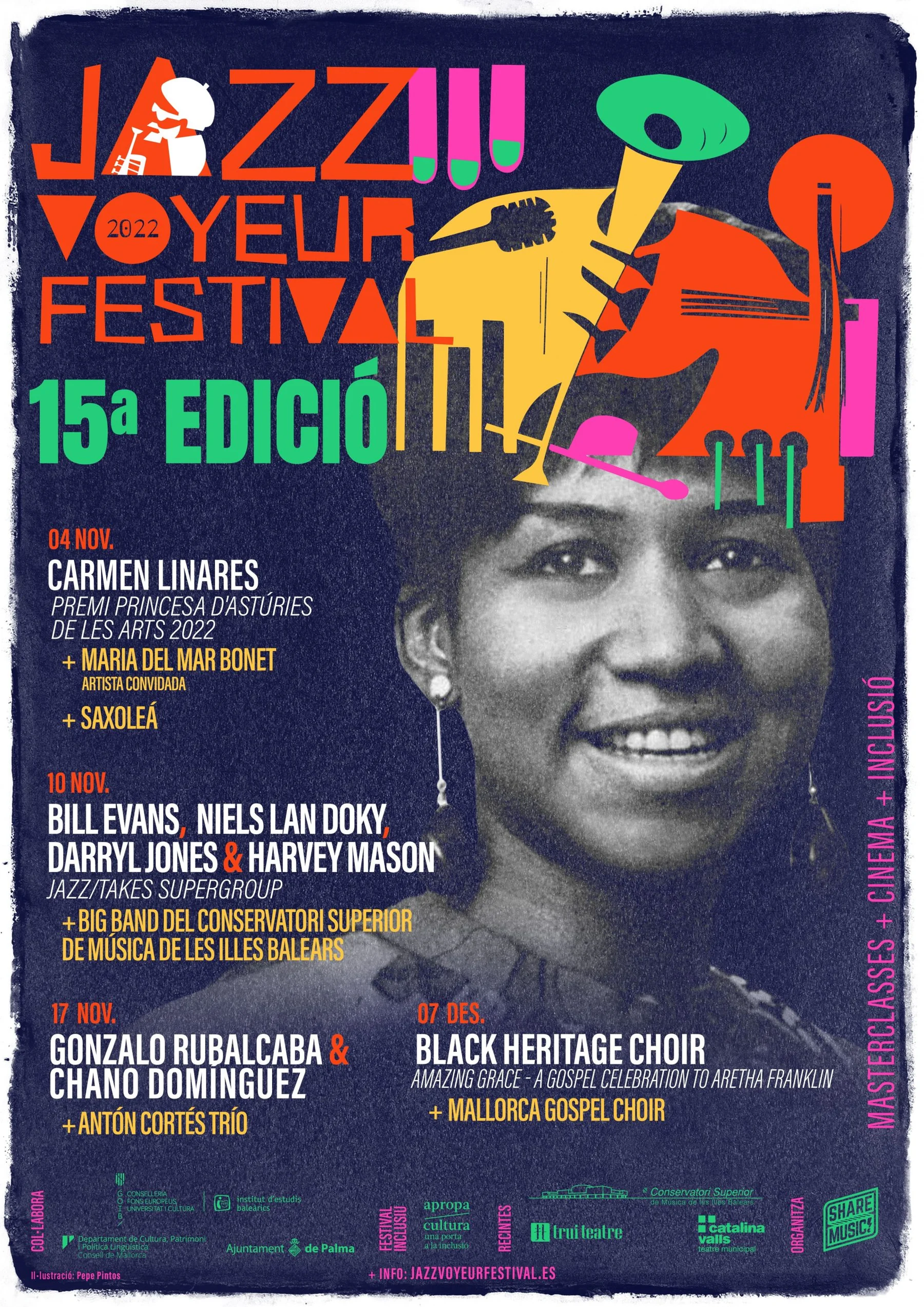 Cartel oficial de la 15ª edición del Jazz Voyeur Festival, celebrada en 2022